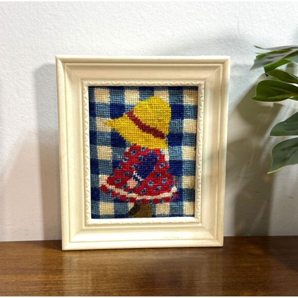 Columbia Minerva Designer Needlepoint Calico Bill and Holly Framed Set 5.5 x 6.5 - Picture 4 of 10